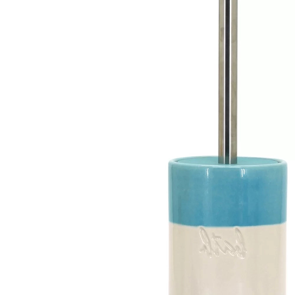 Portascopino in ceramica blu/bianco - serie Bath