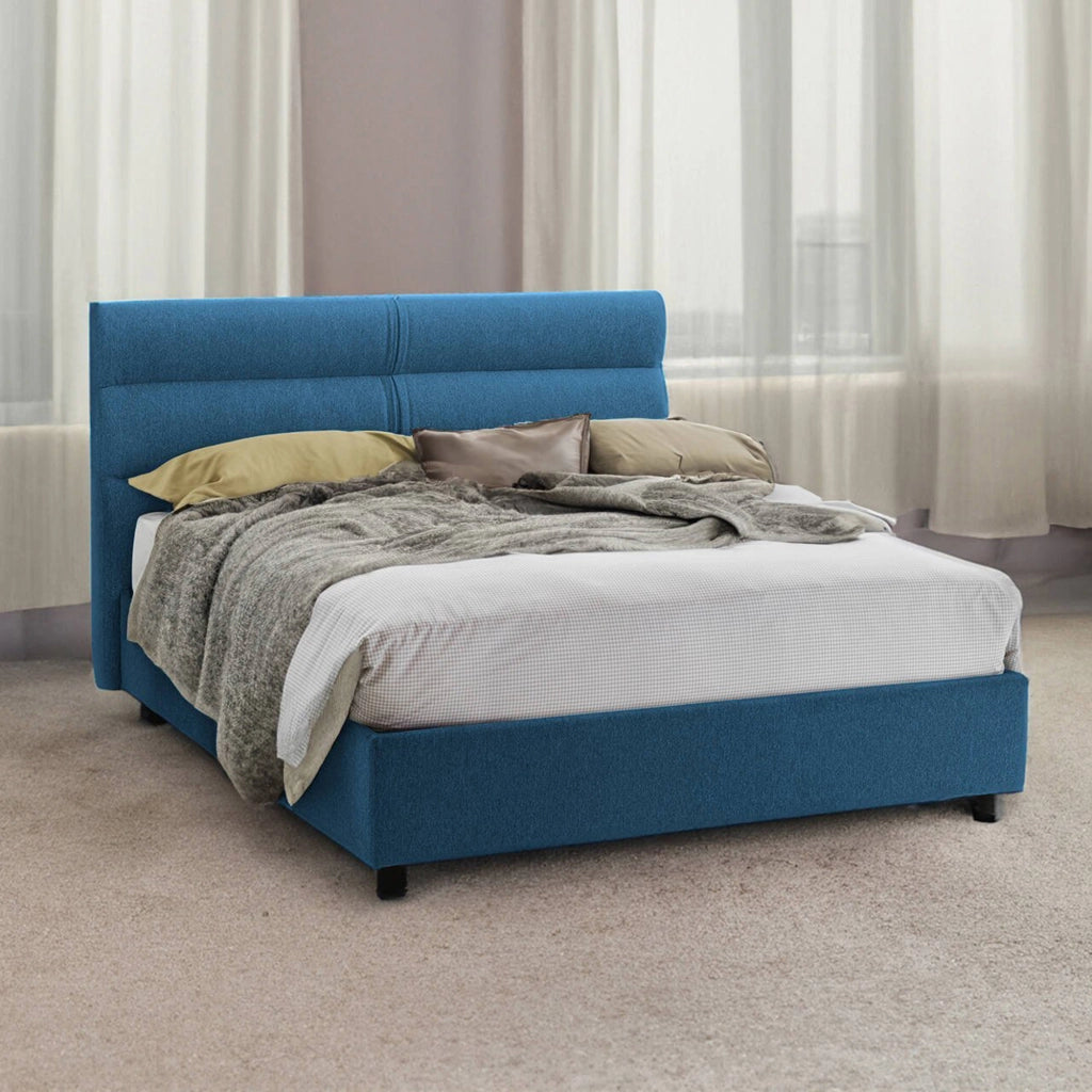 Brivio, Letto Piazza e Mezza Sfoderabile Made in Italy, blu