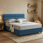 Brivio, Letto Piazza e Mezza Sfoderabile Made in Italy, blu