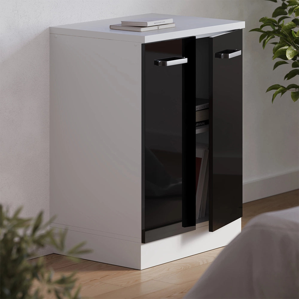 Mobile per mansarda Rion Nero lucido/Bianco 60 x 83.8 cm senza inclinazione con 2 ante Vicco
