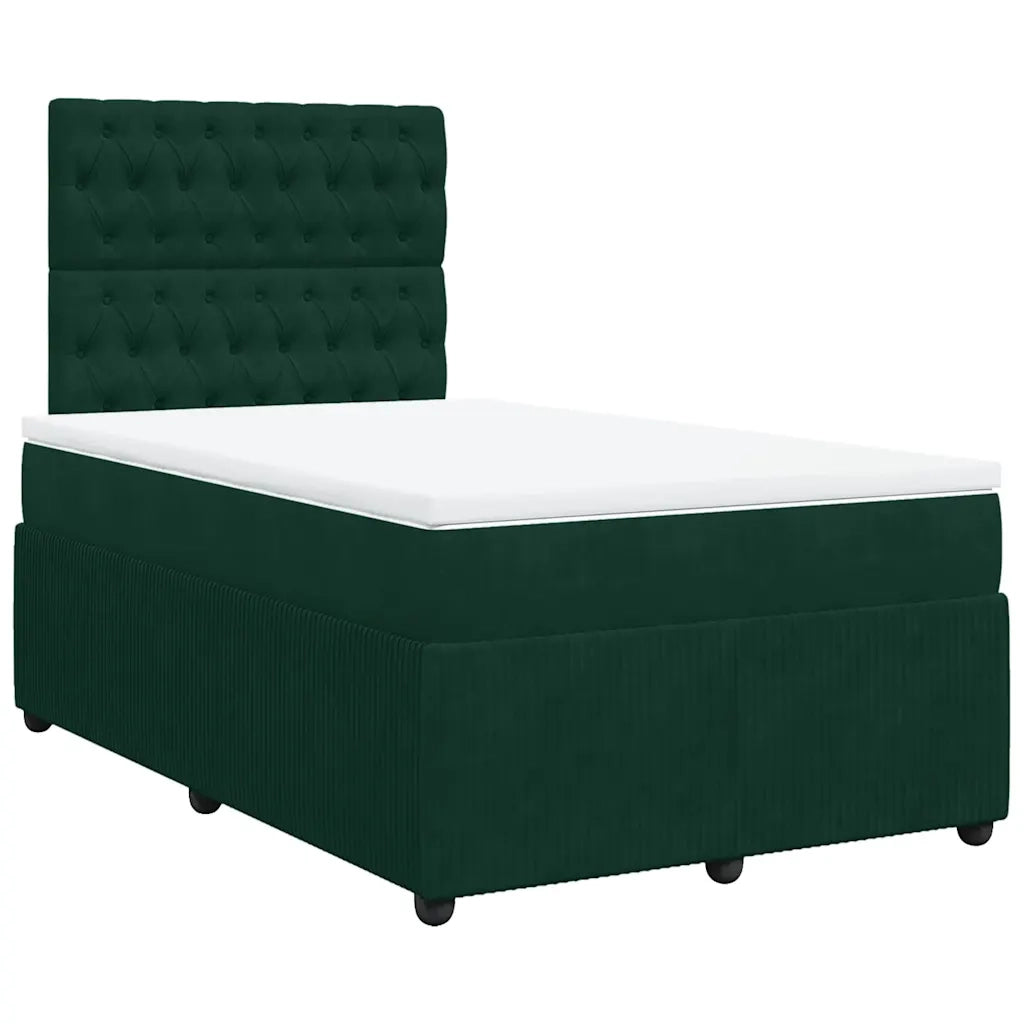 vidaXL Giroletto a Molle con Materasso Verde Scuro 120x190 cm Velluto
