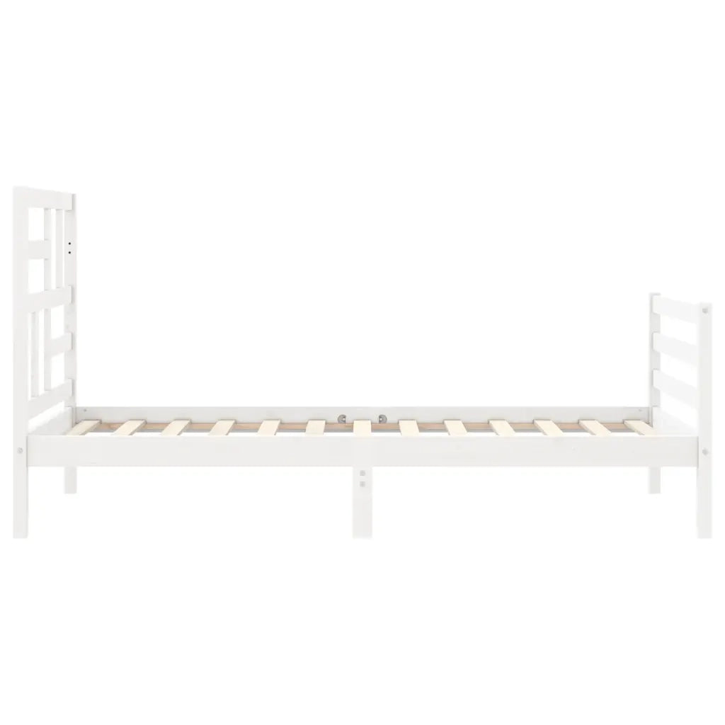 Giroletto con Testiera-Struttura Letto con testiera Bianco 90x200 cm in Legno Massello 200396