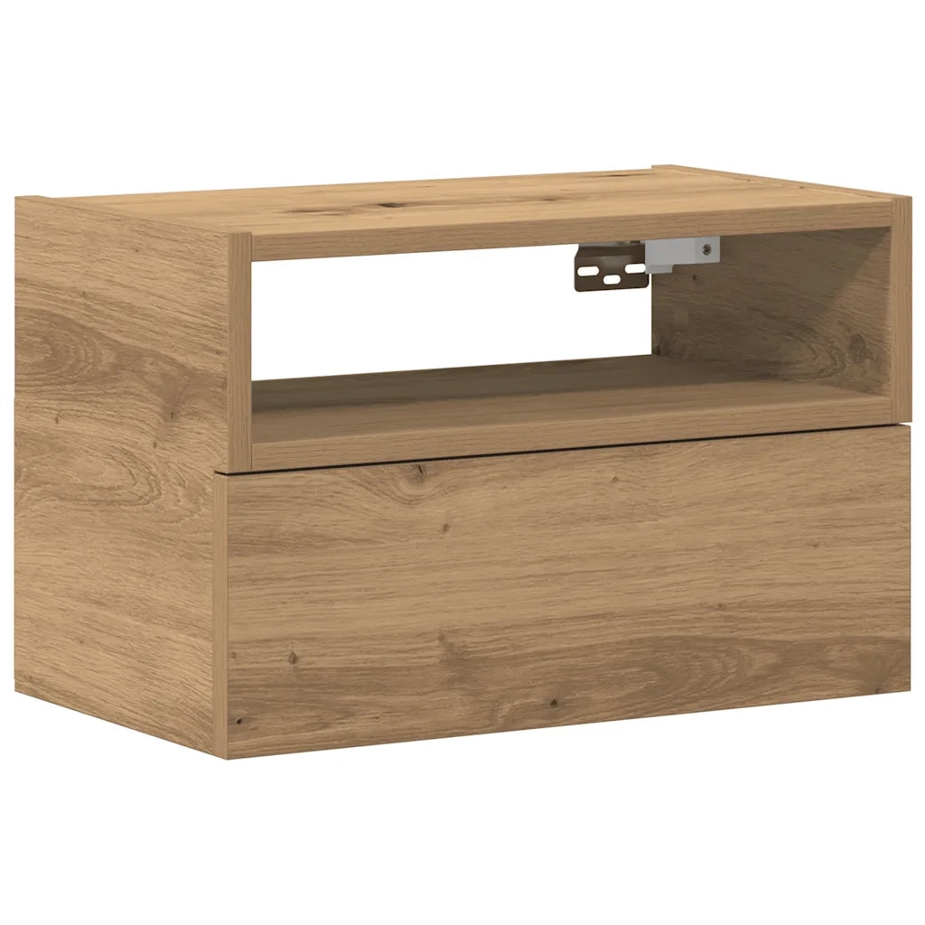 Comodino | Armadio da Notte | Mobiletto da notte a Muro Rovere Artigianale 45x26x28,5 cm