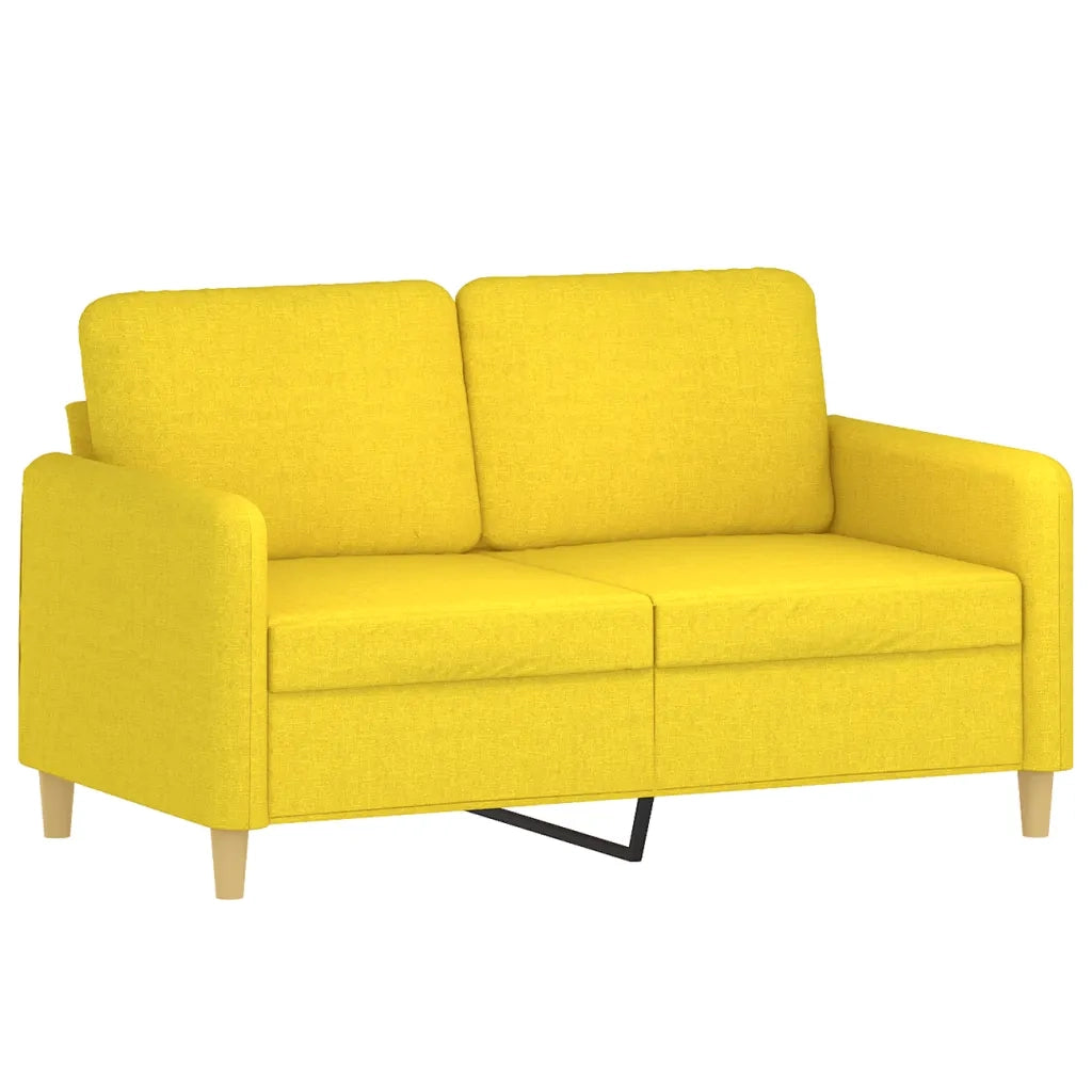 Set di Divani 3 pz con Cuscini Giallo Chiaro in Tessuto