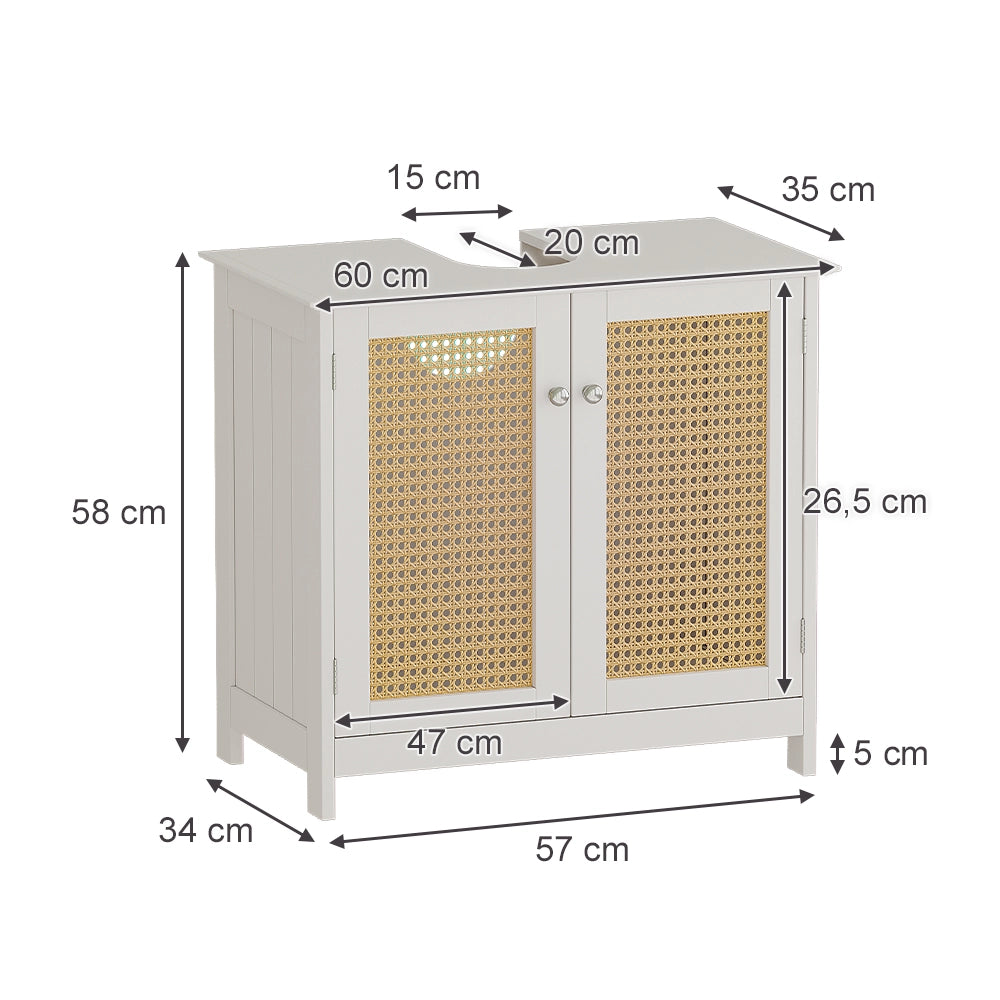 Vicco Mobile sottolavabo per bagno Bianco 60 x 58 cm con 2 porte