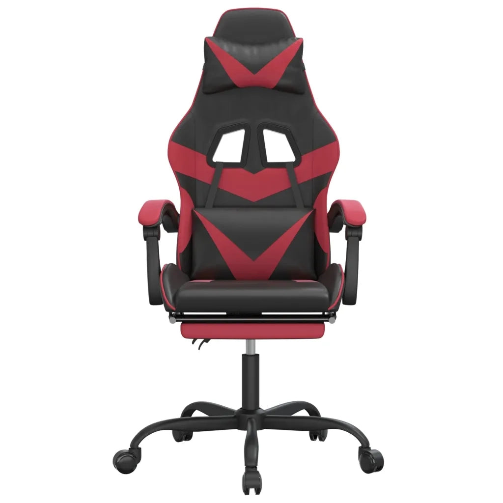 Sedia da Gaming | Sedia da e-sports con Poggiapiedi Nero e Rosso Vino in Similpelle