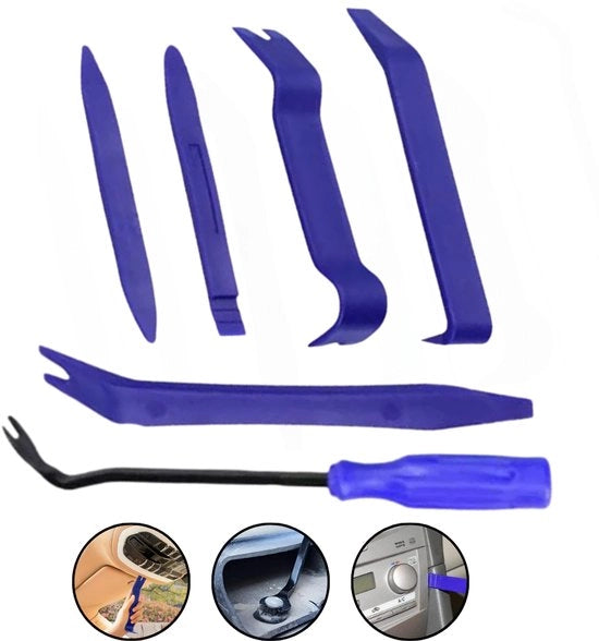 Kit di rimozione di accessori in plastica – 6 pezzi – Set di rimozione di trim – Universale per rivestimenti porta, radio, cruscotto e interni – Resistentente alle abrasioni e duraturo – Universale