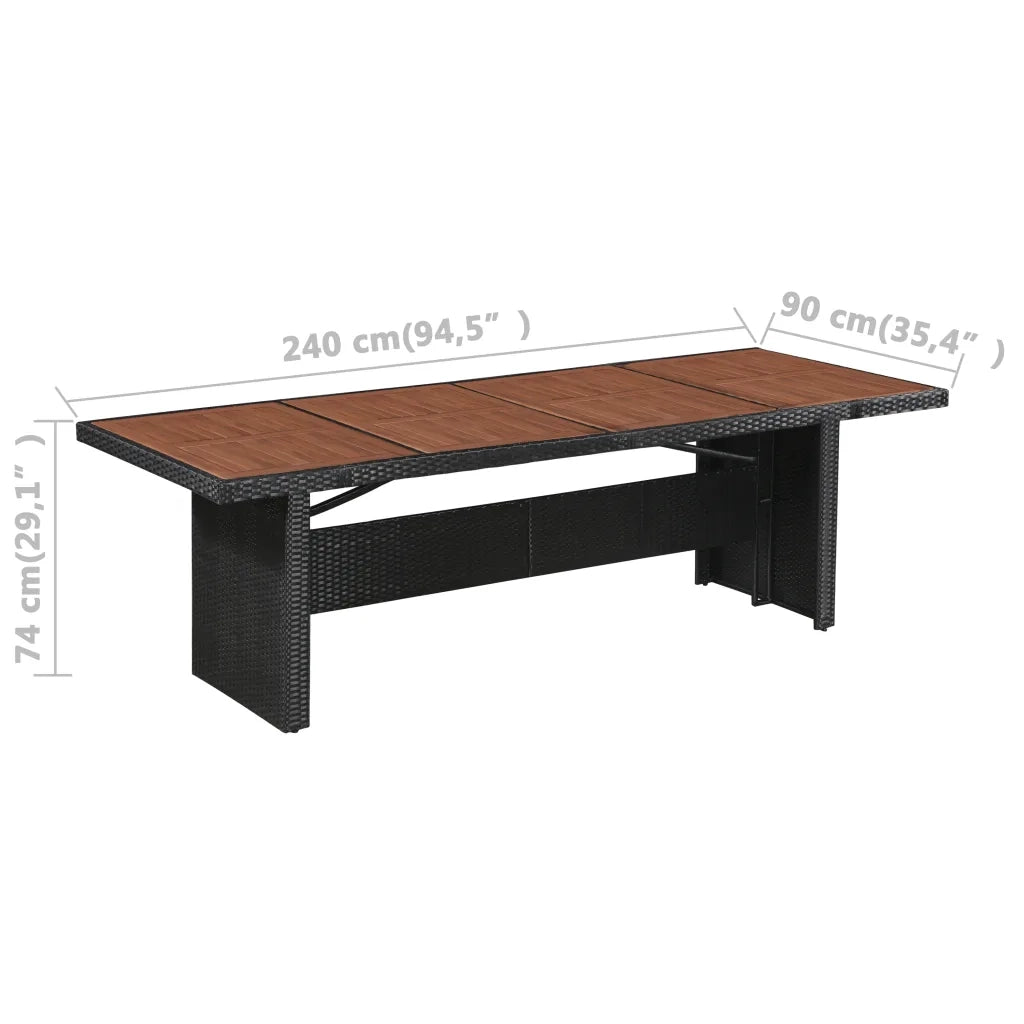 Set da Pranzo da Giardino 9 pz con Cuscini in Polyrattan Nero    cod mxl 32784