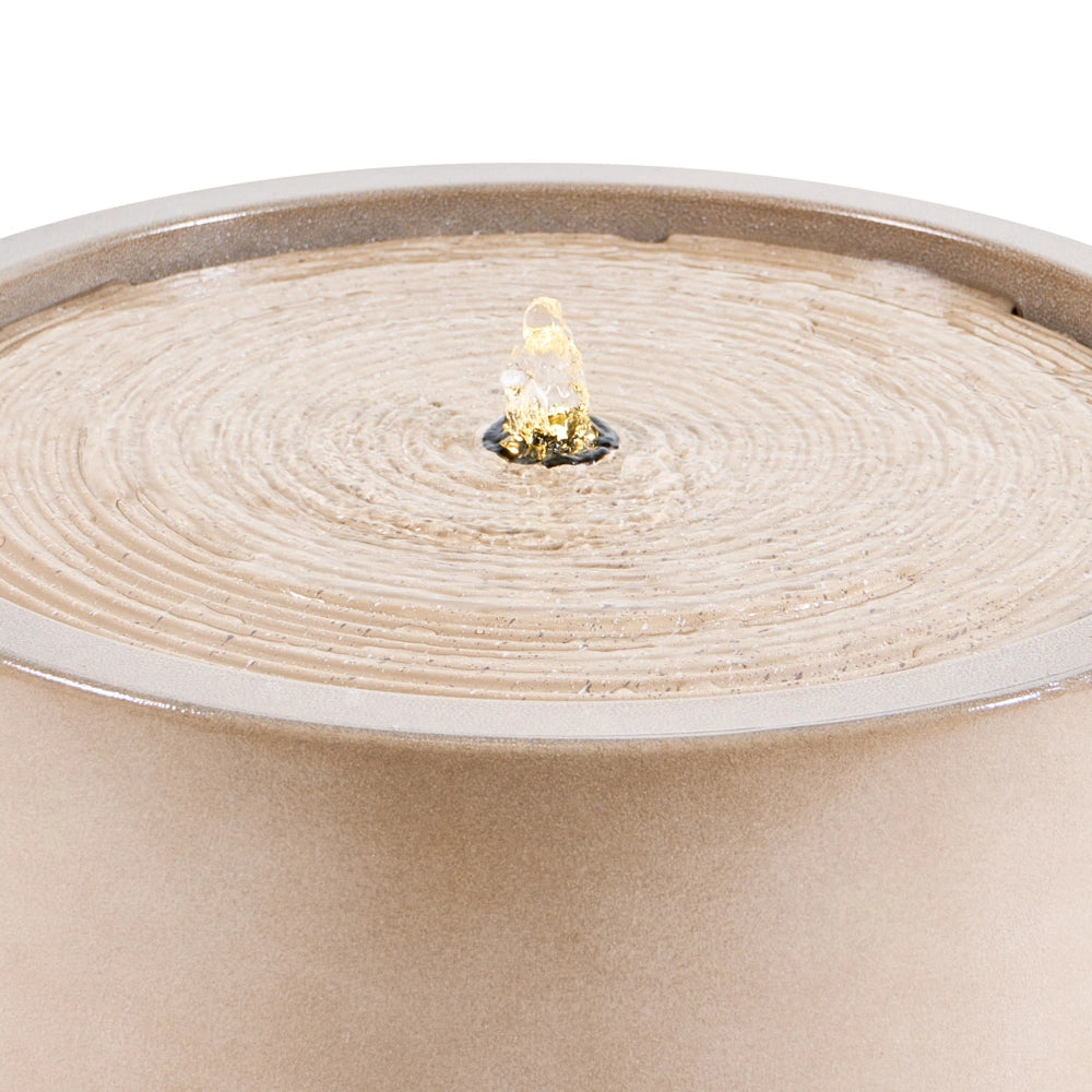 Fontana da Giardino con Illuminazione LED Funzionamento Elettrico in Resina Beige Design Moderno