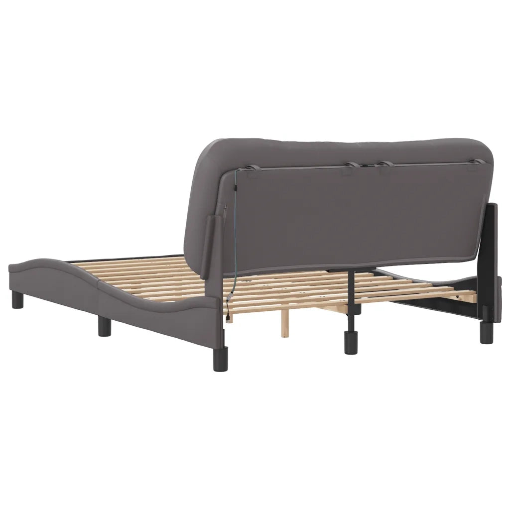 vidaXL Giroletto con Luci LED Grigio 140x190 cm in Similpelle