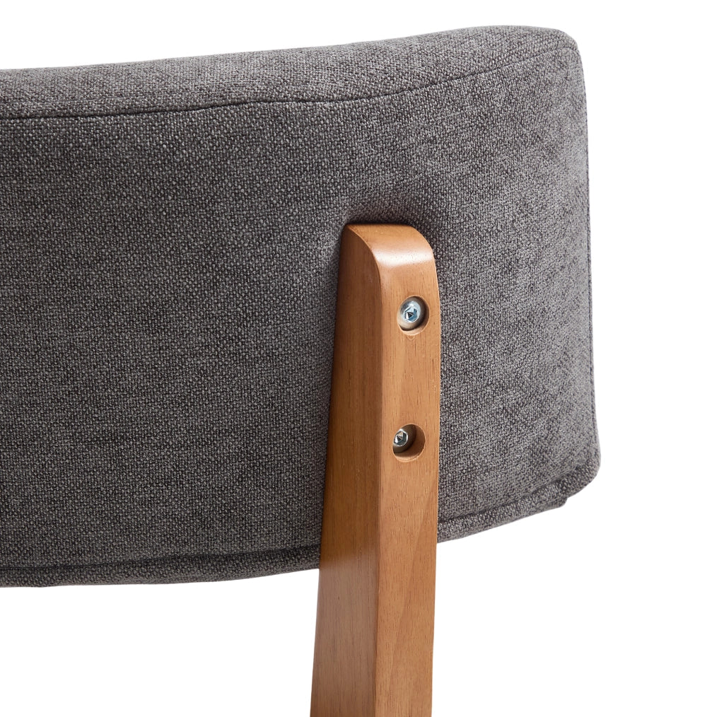 Set di 2 sedie da pranzo imbottite grigie con gambe in legno