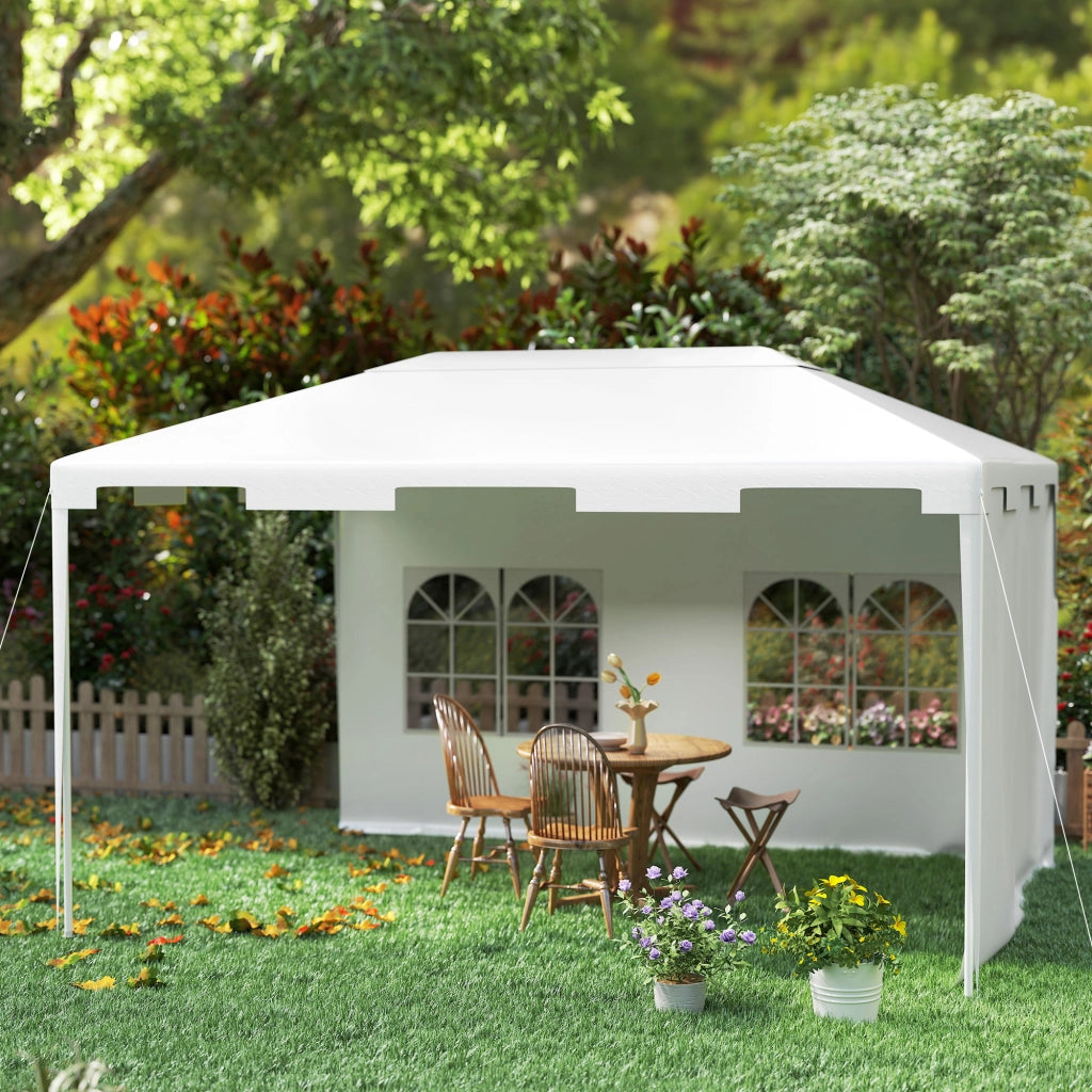 Gazebo da Giardino 395x295x255 cm ¨C Xylo ¨C 2 Laterali 2 Finestre Anti-UV Esterno Bianco