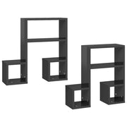 2 pz Mensole a Muro | Scaffale Parete | Ripiano a parete Grigio Lucido 50x15x50 cm Legno Multistrato