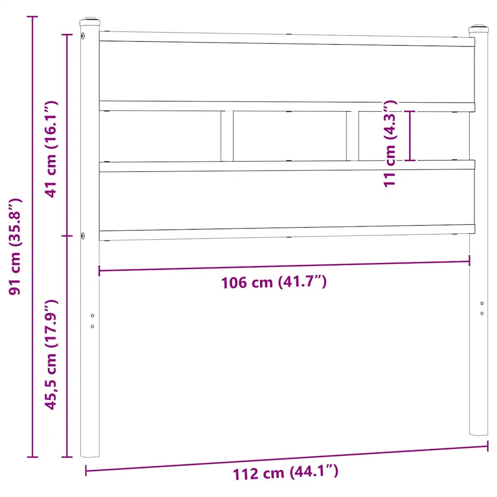 Testiera di Ricambio Rovere Fumo 107 cm in Ferro e Truciolato 4017083