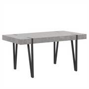 Tavolo da pranzo in MDF effetto cemento con gambe a forcella in metallo Nero 150 x 90 cm stile industriale rettangolare