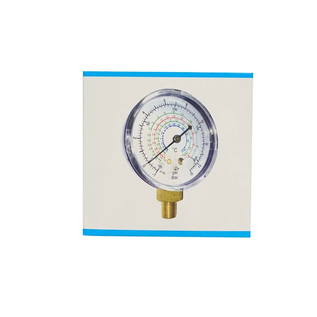 Manometro bassa pressione (blu) per aria condizionata, freon 70mm 1/8 Breckner Germany