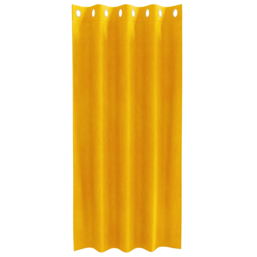 Tende Oscuranti | Tende Blackout 2 pz Giallo senape 140 x 175 cm Velluto