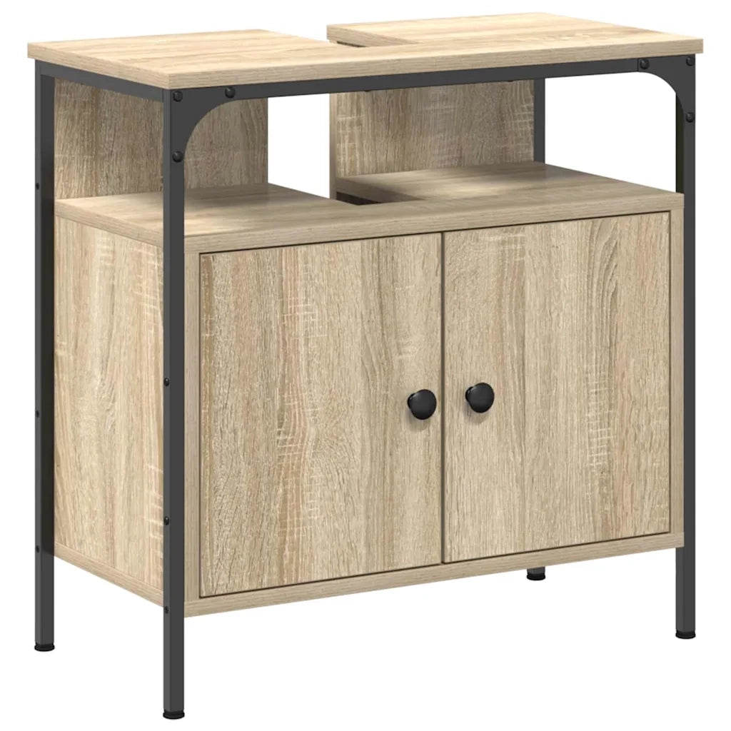 Set di mobili per il bagno con lo scaffale 3 pcs Rovere Sonoma