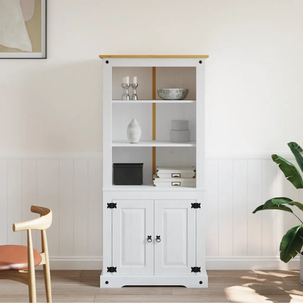 Credenza in Legno di Pino Messicano Corona Bianco 80x40x170 cm 282624