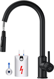 Lagedrukkraan per cucina, 3 congiunzioni con grande arco, 360° ruotabile, estensibile, G3/8 congiunzione, nero