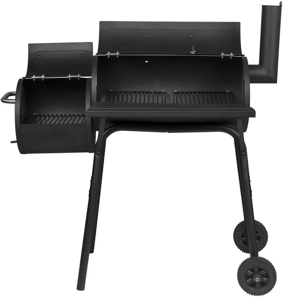 Carrello portacarbone barbecue 2 scomparti con ruote di trasporto nero 19_0000937