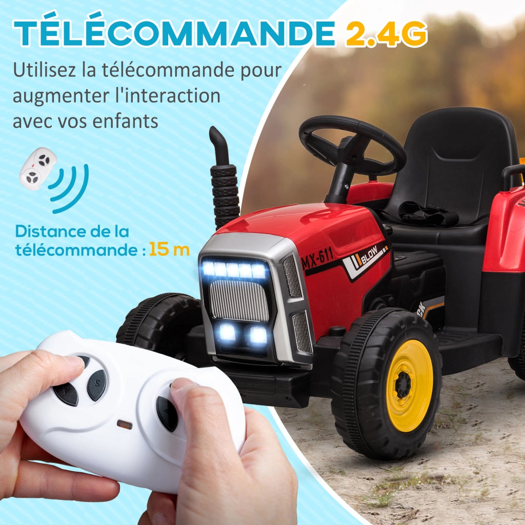 Trattore Elettrico con Rimorchio - Xylo - MP3 Telecomando Luci per Bambini 3-6 Anni