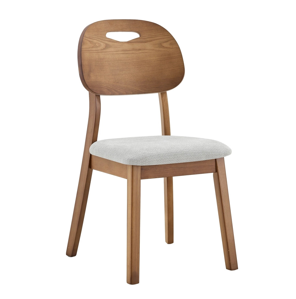Set di 2 sedie da pranzo con schienale ovale e maniglia; legno; grigio