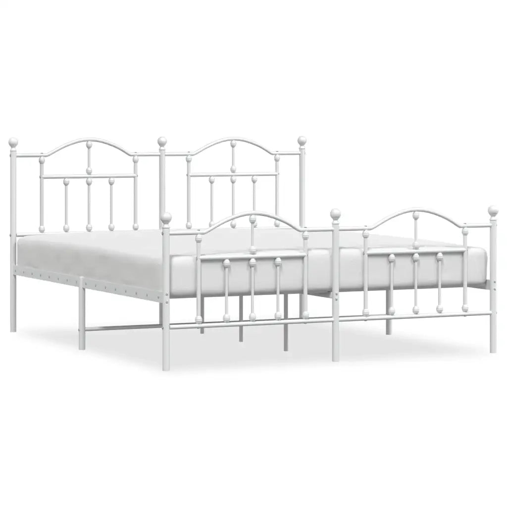 Giroletto con Testiera e Pediera-Struttura Letto Metallo Bianco 183x213 cm 345870