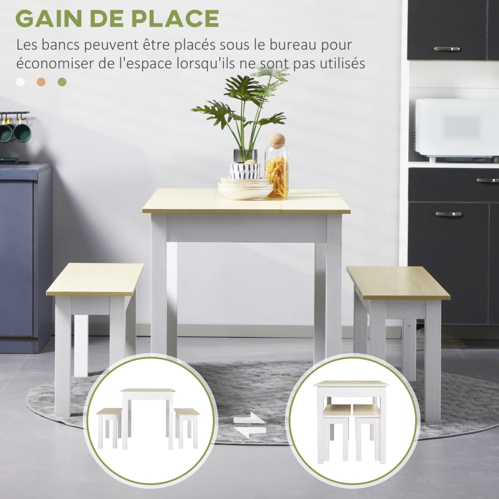 Tavolo da pranzo con 2 panchine per 4-6 persone ¨C Xylo ¨C Set 3 pezzi legno moderno