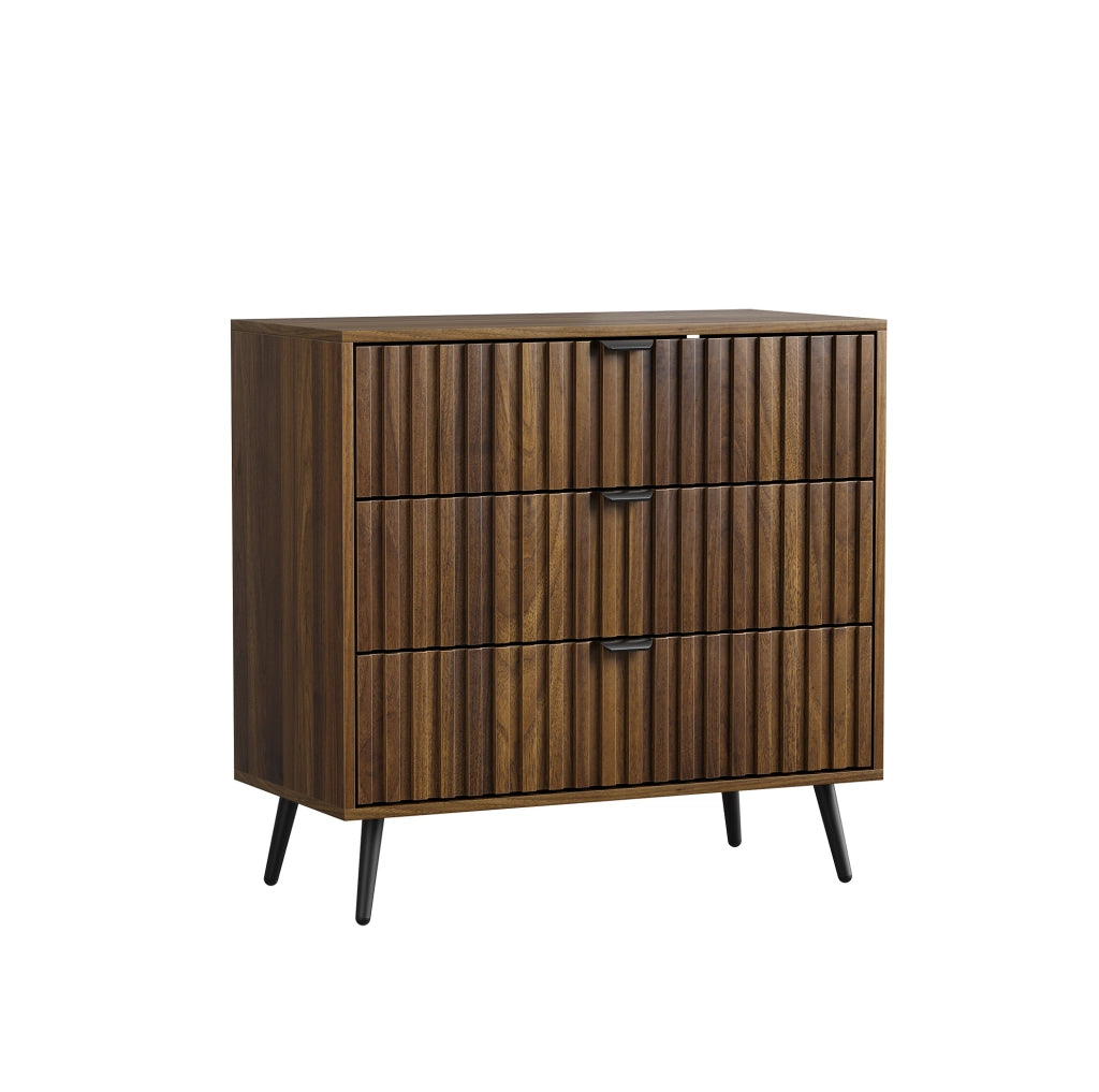 Cassettiera 80x39x78 cm con 3 cassetti e guide metalliche in MDF; noce