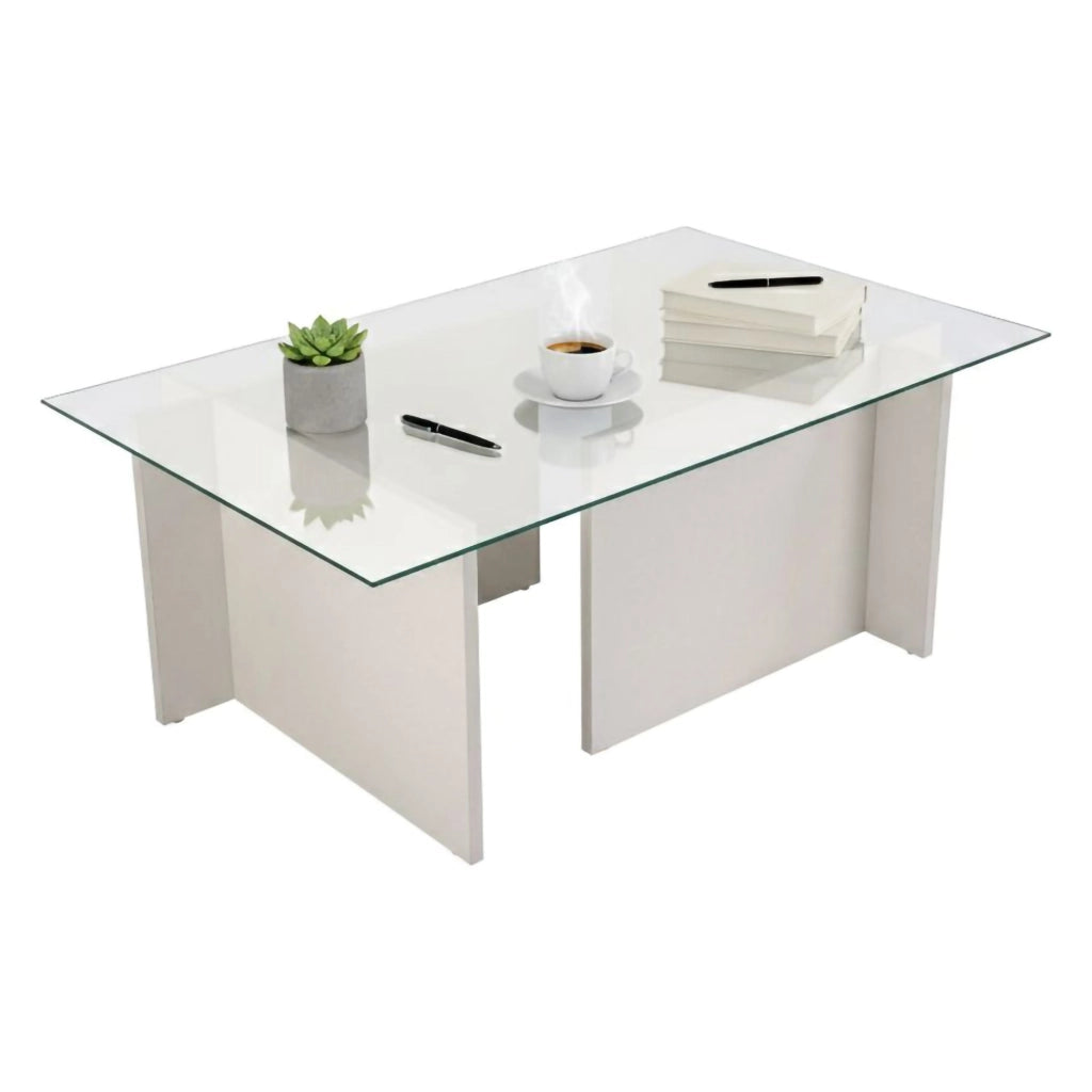 Azriel, Tavolino da Salotto Portariviste, 105x65x40h cm Bianco
