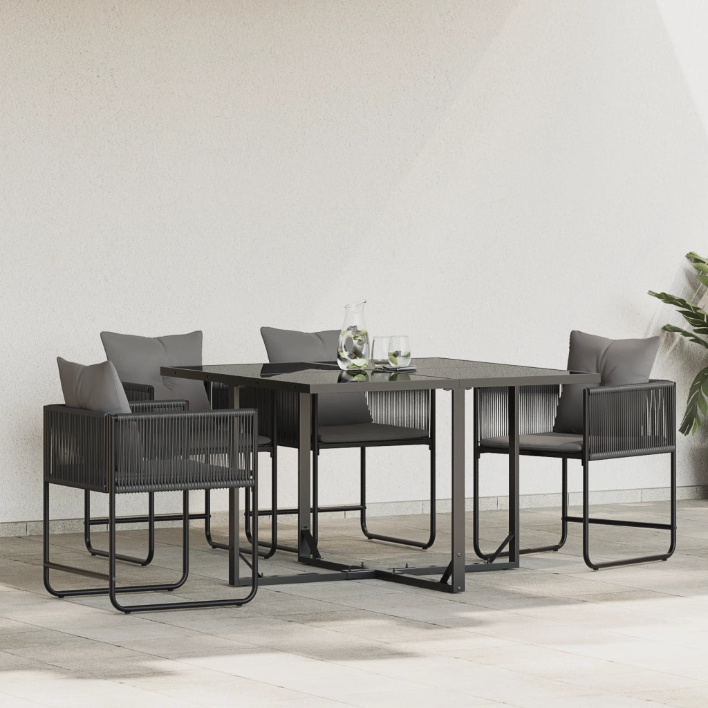 Sedi da Giardino con Cuscini 4 pcs Nero Rattan Polimerico