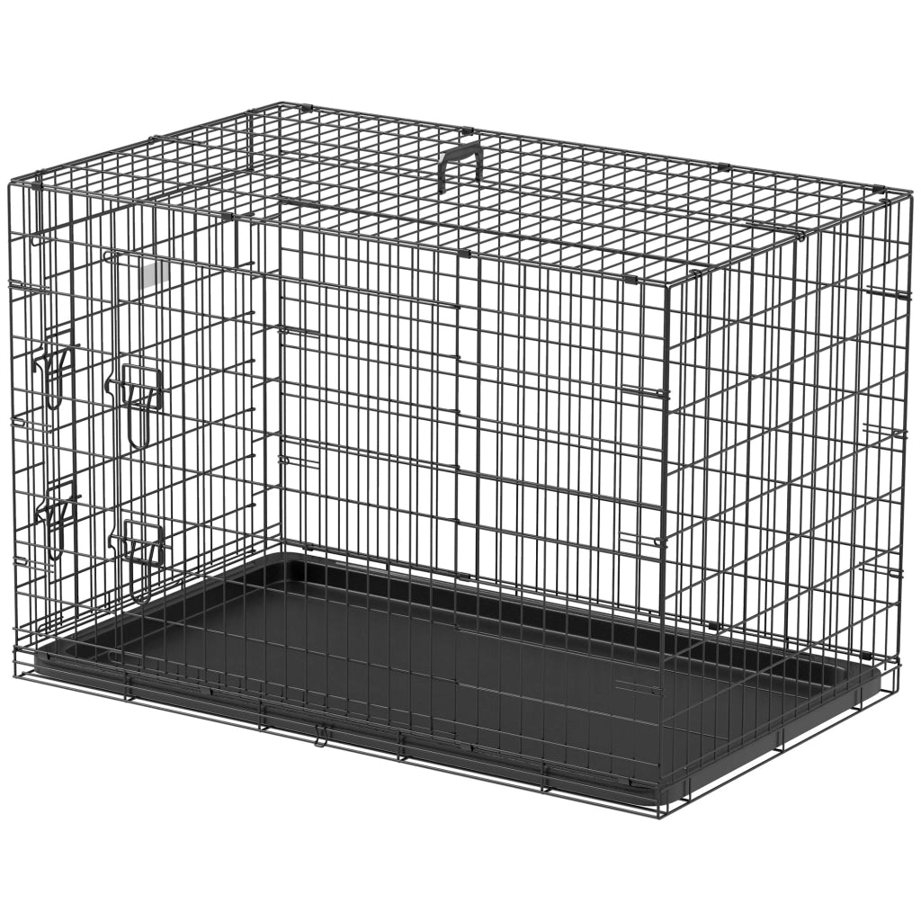 Gabbia Trasporto Cane Pieghevole ¨C Zephmum ¨C Nero Metallo 92x57x62.5 cm