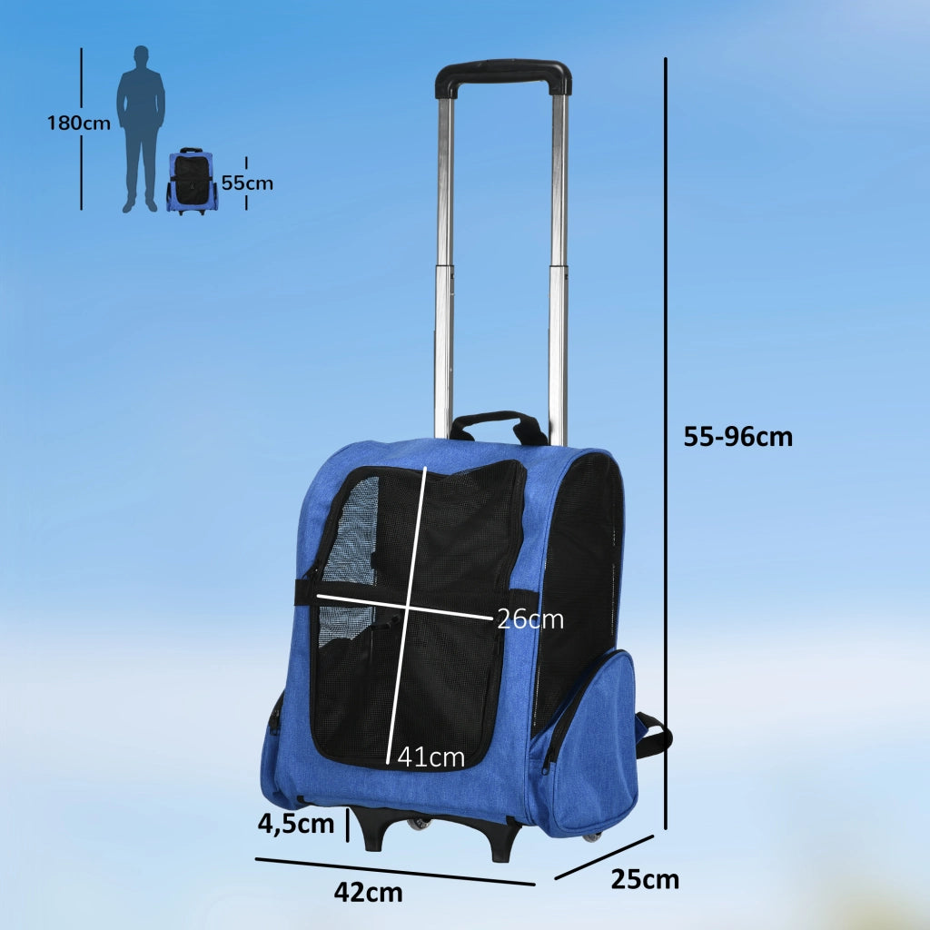 Carrello Trasporto per Cani 2 in 1 ¨C Zephmum ¨C 42x25x55 cm Blu