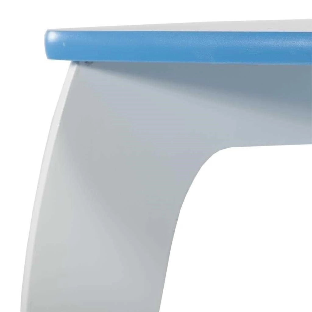 Set tavolo e 2 sgabelli in legno bianchi/blu 96x48x42 h cm