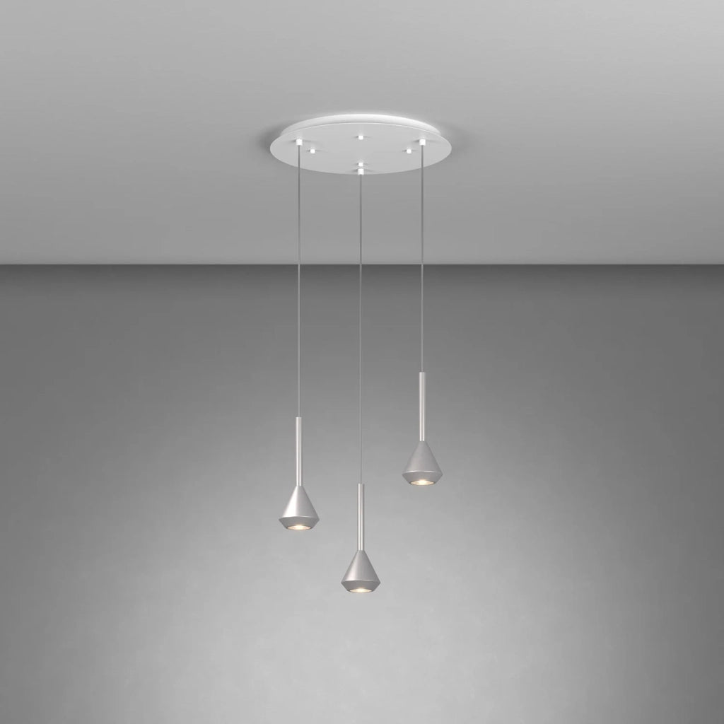 Lampadario Moderno Aygo Metallo Bianco E Alluminio 3 Luci Gu10