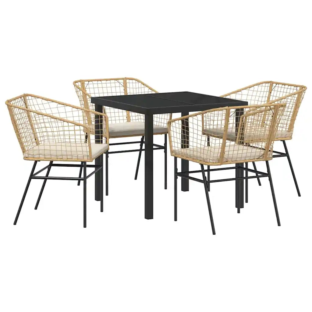Set da Pranzo per Giardino 5 pcs Marrone polyrattan