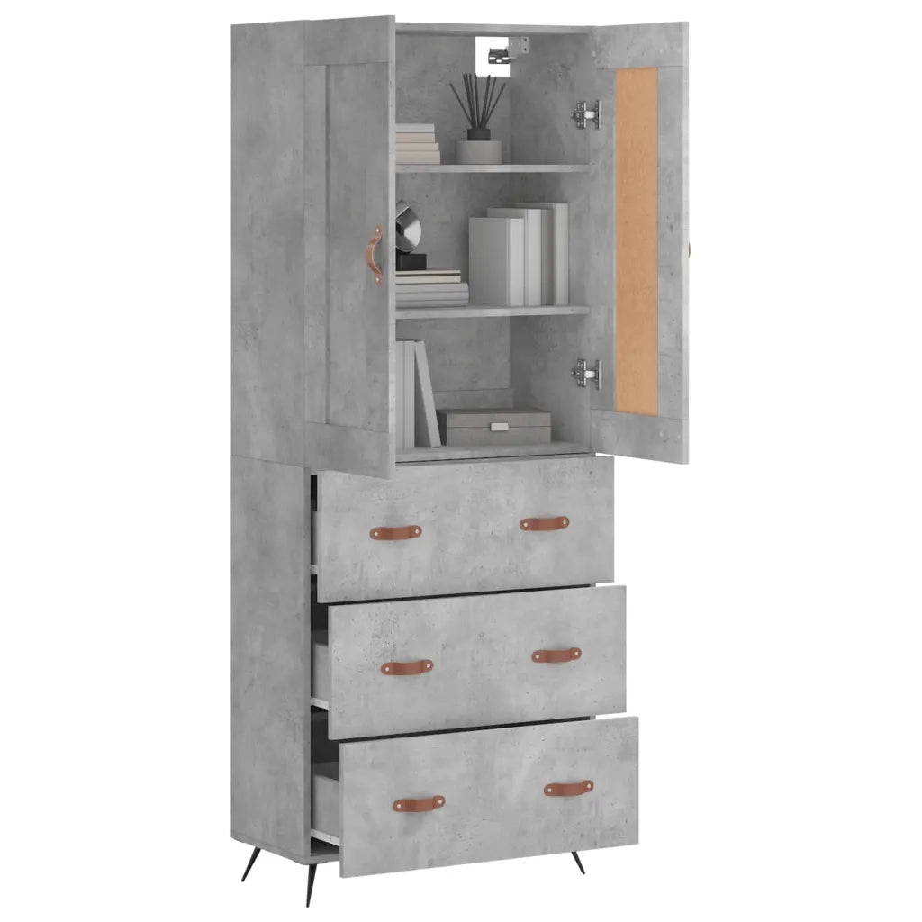 Credenza-Buffet-Armadio da cucina Grigio Cemento 69,5x34x180 cm in Legno Multistrato 823296