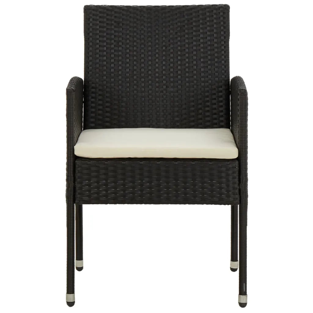 Set da Pranzo per Giardino 3 pz in Polyrattan Nero 3120088