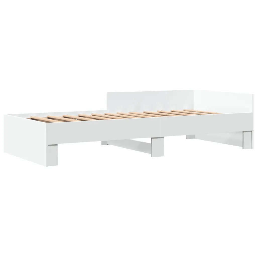 Letto singolo | Letto per adulti | Giroletto Bianco 100x200 cm in Legno Massello
