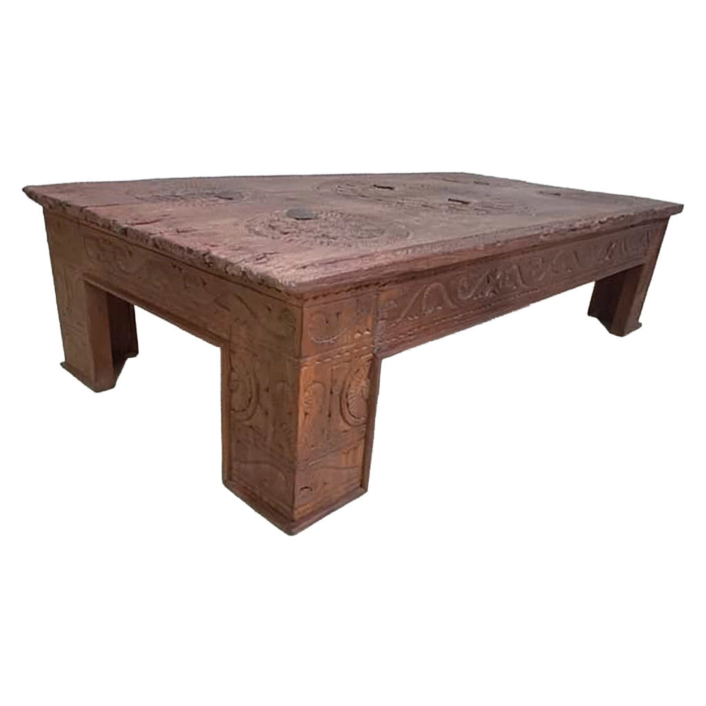 Tavolino in legno artigianale marrone 150x74x37h cm