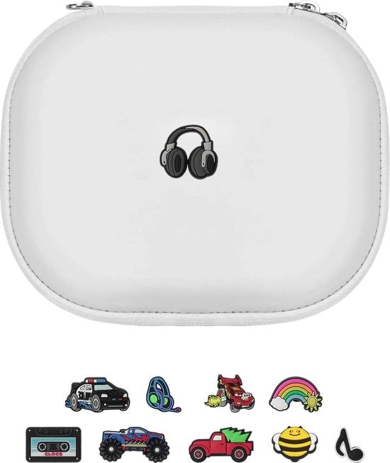 Custodia per Bambini per Cuffie - Charme Personalizzato per Scarpe - Scatola Hard Shell - Ripostiglio Cavo - Compatibile - Bianco