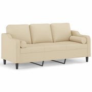 Divano | Divano da soggiorno | Sofa a 3 Posti con Cuscini Crema 180 cm in Tessuto