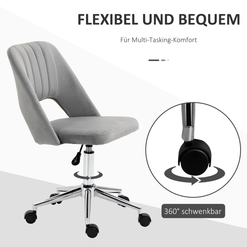 Sedia da ufficio regolabile in altezza con rotelle, 360¡ã girevole, schienale a conchiglia, imbottita in schiuma, grigio ¨C zephmum ¨C 49x60x79-91 cm