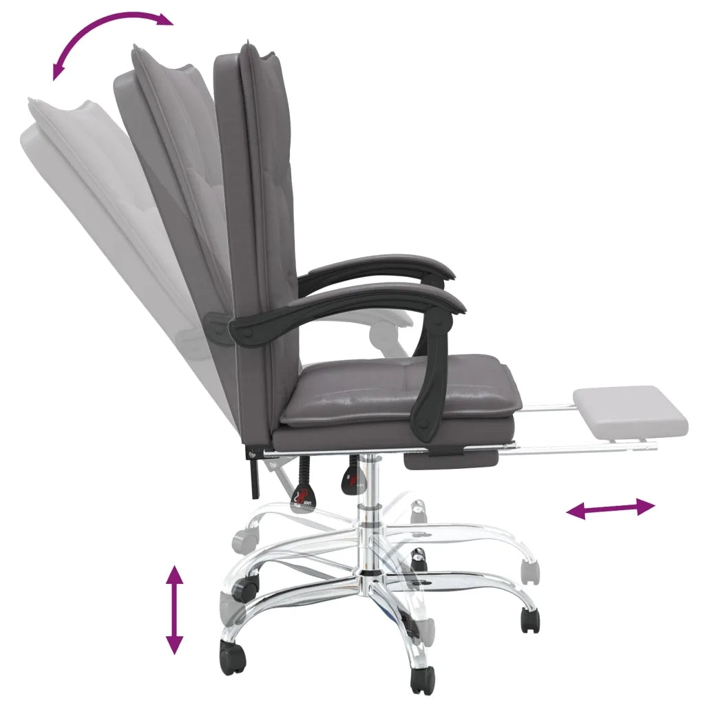 Poltrona da Ufficio Reclinabile Grigia in Similpelle cod mxl 26142