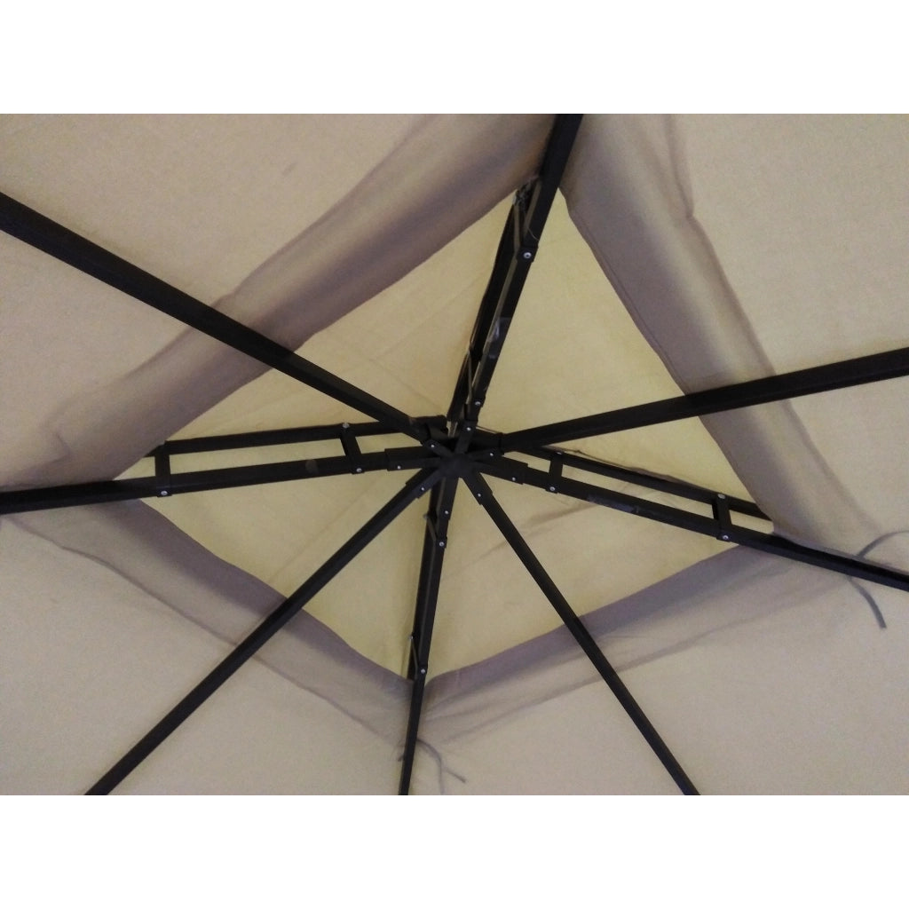 GAZEBO IPPOCRATE 3X3M KHAKI CON STRUTTURA CAFFE'