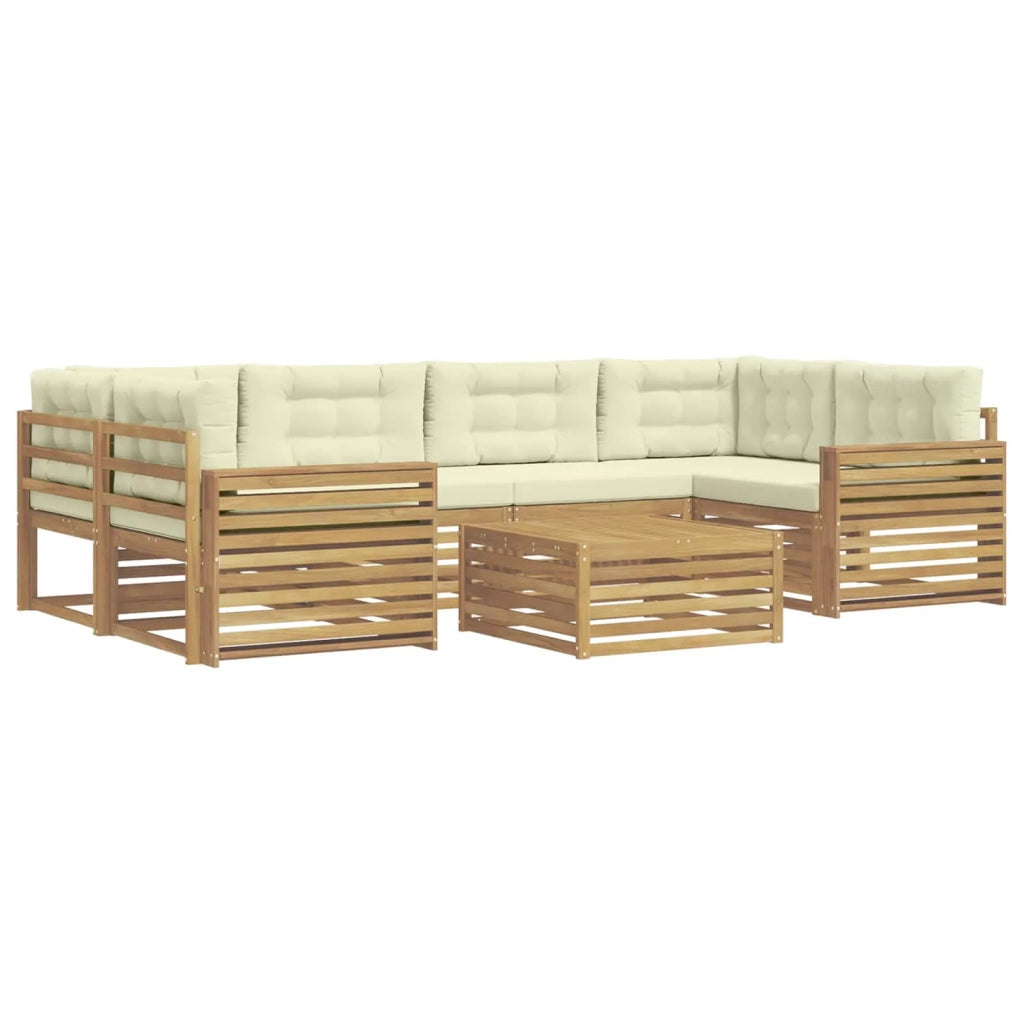 Set di divani da esterno 7 pz Bianco e Crema 3390130