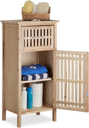 Cassa da bagno 2 cassetti 1 lato in legno di noce piccolo - cassa da bagno in piedi - misure HxBxD 82 x 40 x 29 cm - cassa da bagno da bagno naturale alto