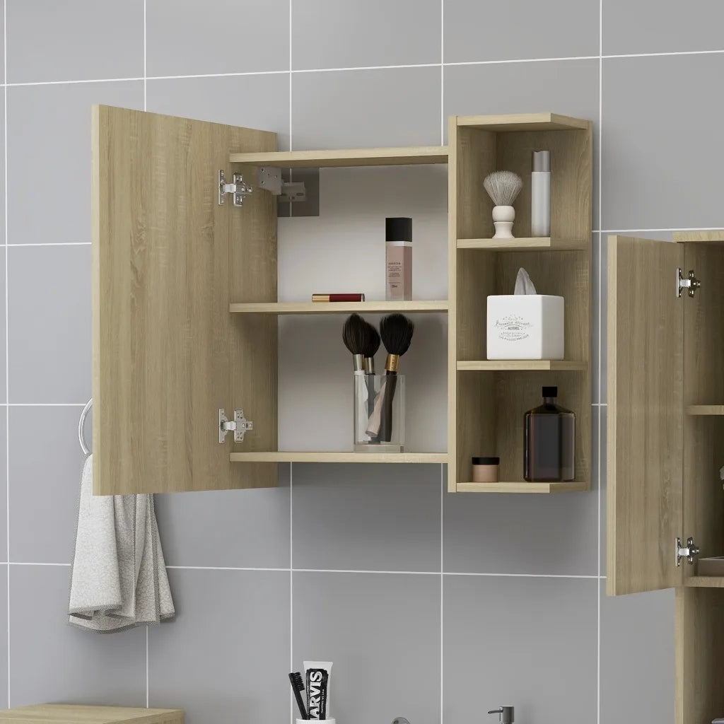 Mobile bagno con specchio-Armadietto a Specchio da Bagno-Mobile bagno con specchio Rovere Sonoma 62,5x20,5x64Multistrato