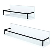 Set di 2 mensole da parete moderno mobile contenitore in diverse dimensioni pannello di particelle acciaio bianco e nero 03_0009738